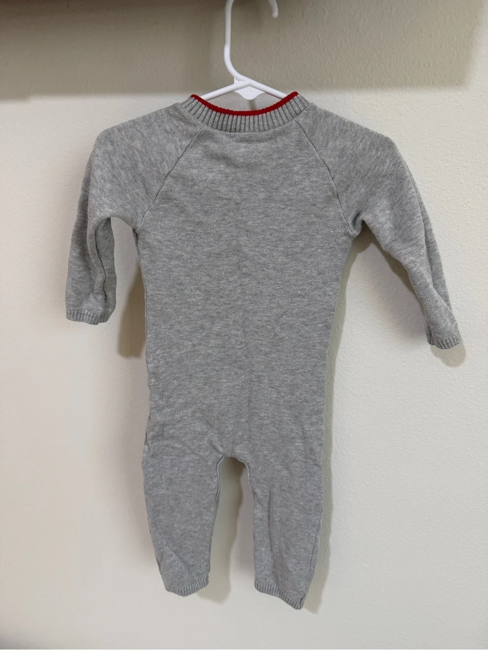 Good Lad Gray and Red Santa Knit Onesie